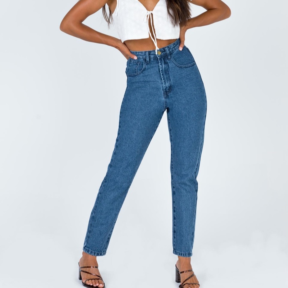 NEW W/TAGS Princess Polly dark wash high rise Jean - Picture 1 of 2
